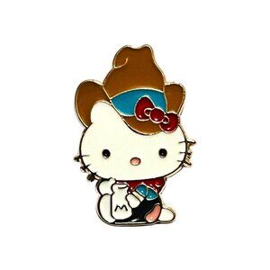 Hello Kitty Inspired Cowboy Kitty Fan Made Enamel Pin Lapel Pin